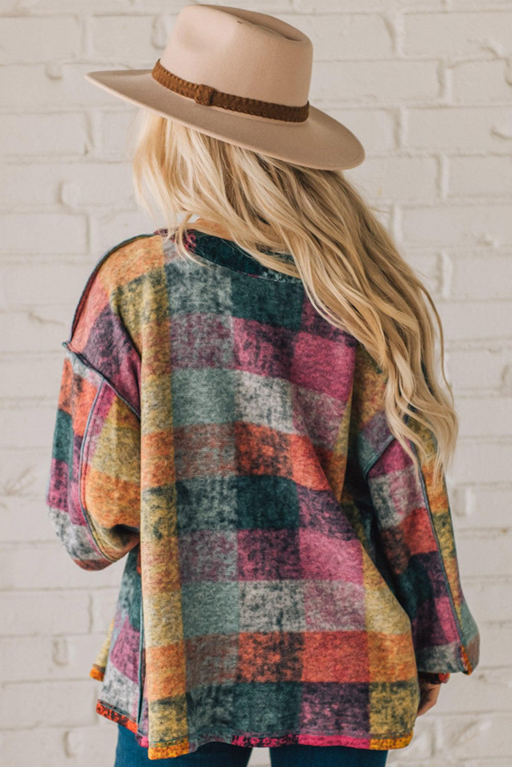 Multicolor Brushed Checked Western Shacket