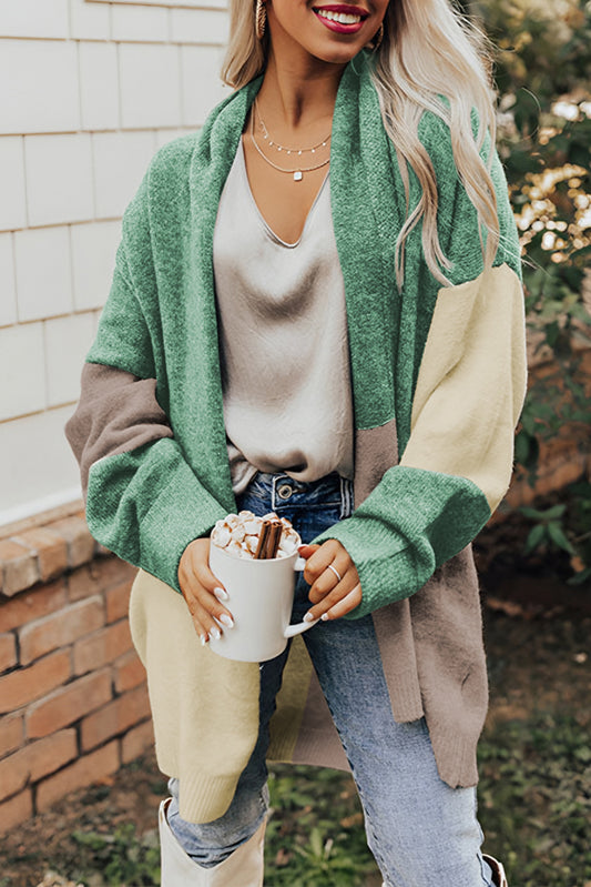 Colorblock Draped Chunky Cardigan