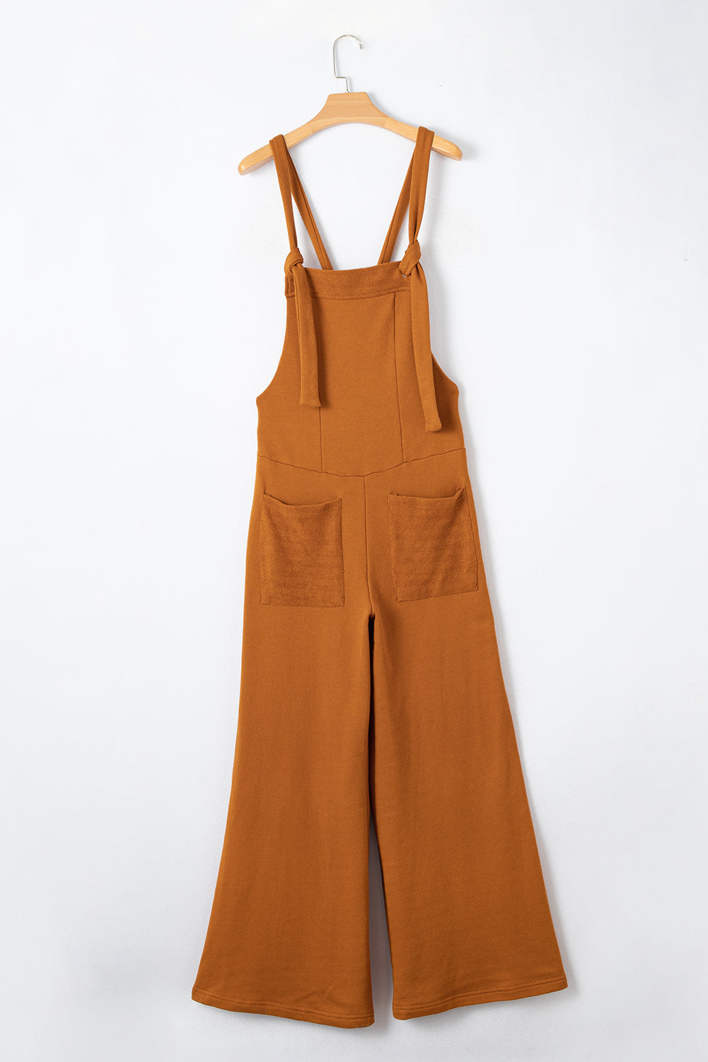 Black Knotted Straps Patch Pocket Wide Leg Jumpsuit