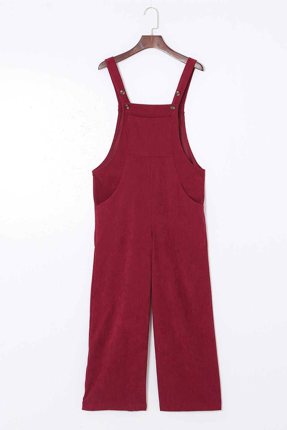 Solid Color Corduroy Wide Leg Bib Overalls