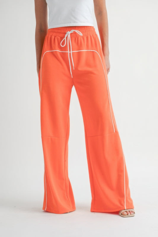 Piping Detail Drawstring Pants