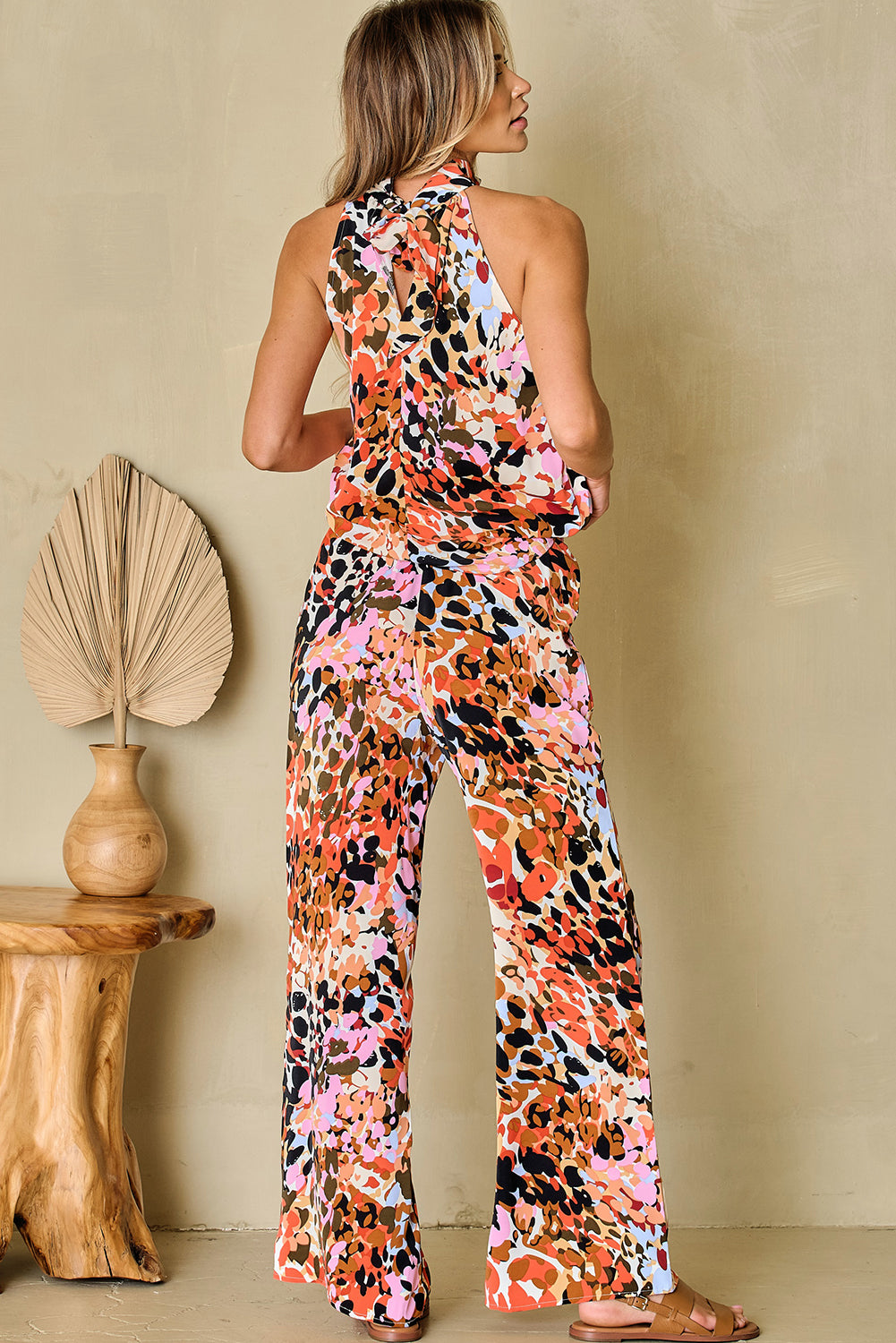 Multicolor Leopard Print Tank and Pants Set