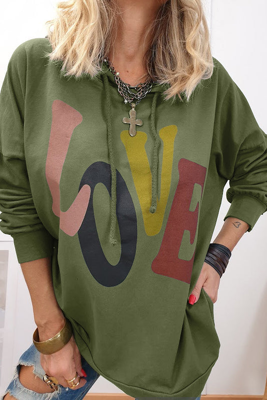 Green LOVE Letter Oversize Hoodie