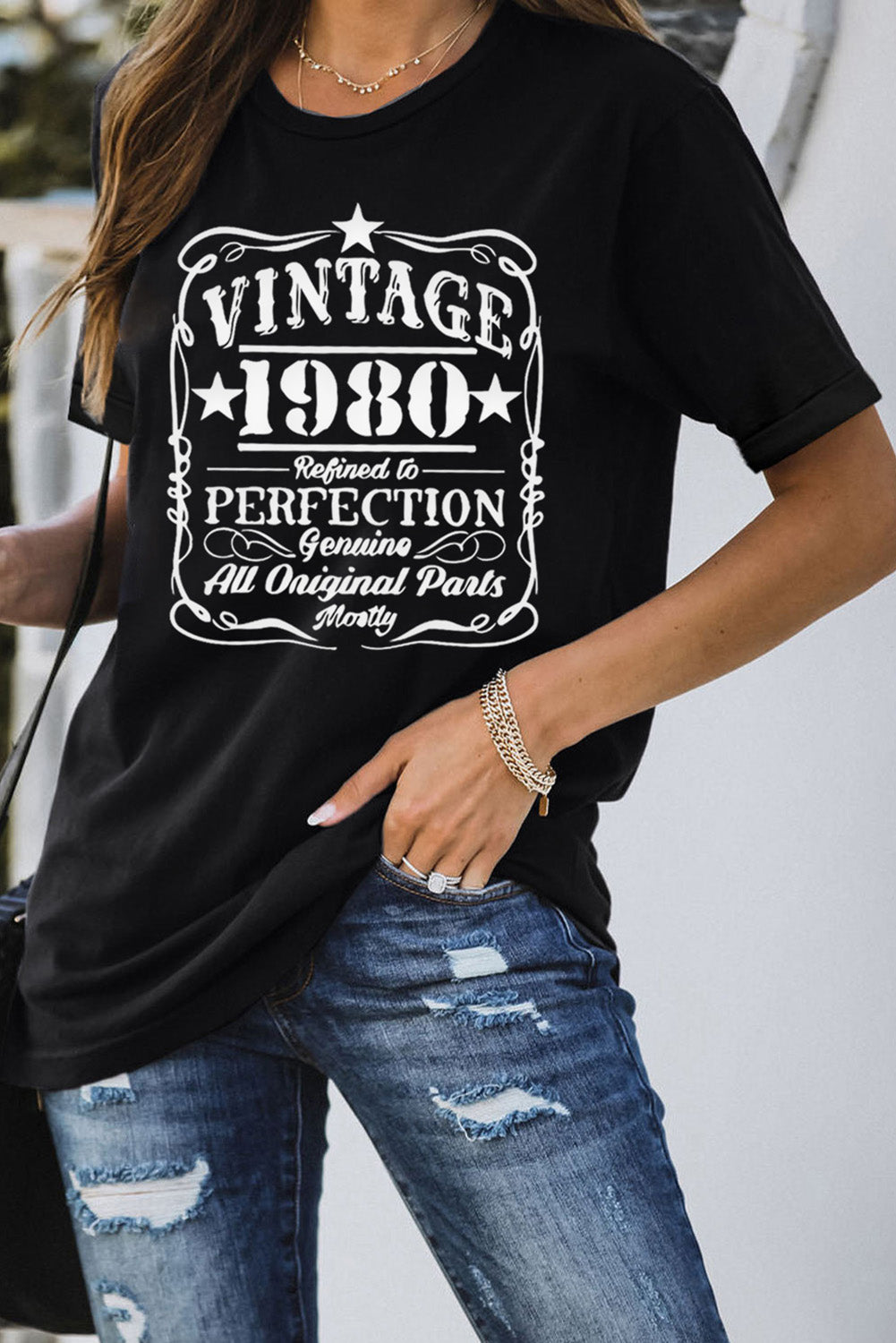 Vintage  Graphic Print Short Sleeve T Shirt